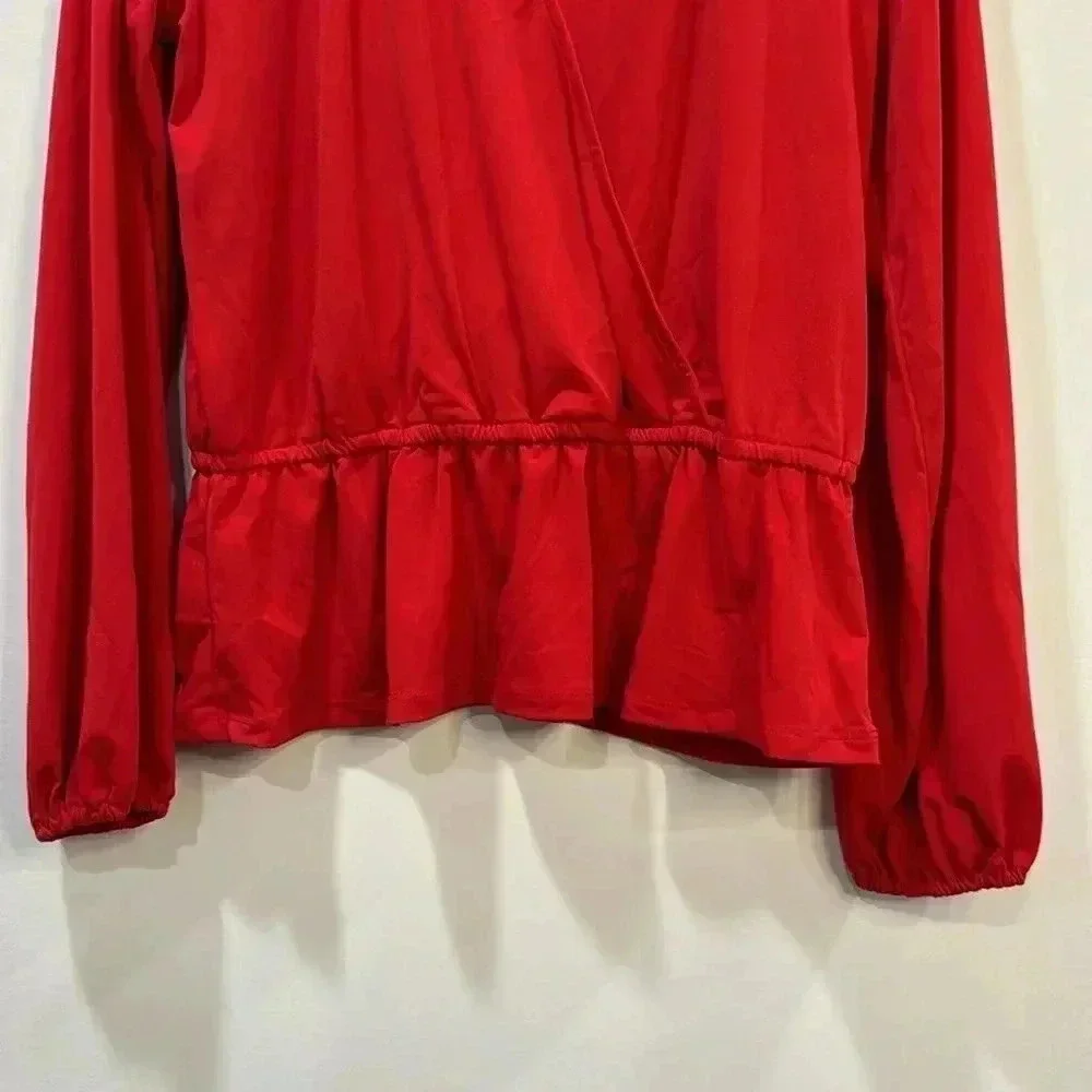 Michael Kors Gold Rhinestone V-Neck Long Sleeve Wrap Top - Size M